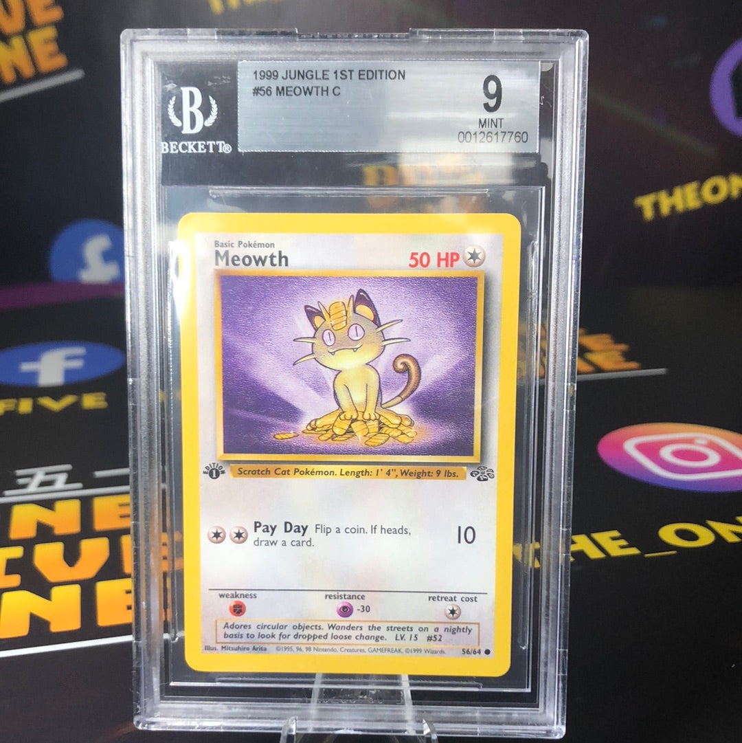 Meowth - Jungle 1st Edition 56/64 - Beckett 9