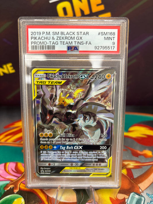 Pikachu & Zekrom GX - Black Star Promo SM168 - PSA 9