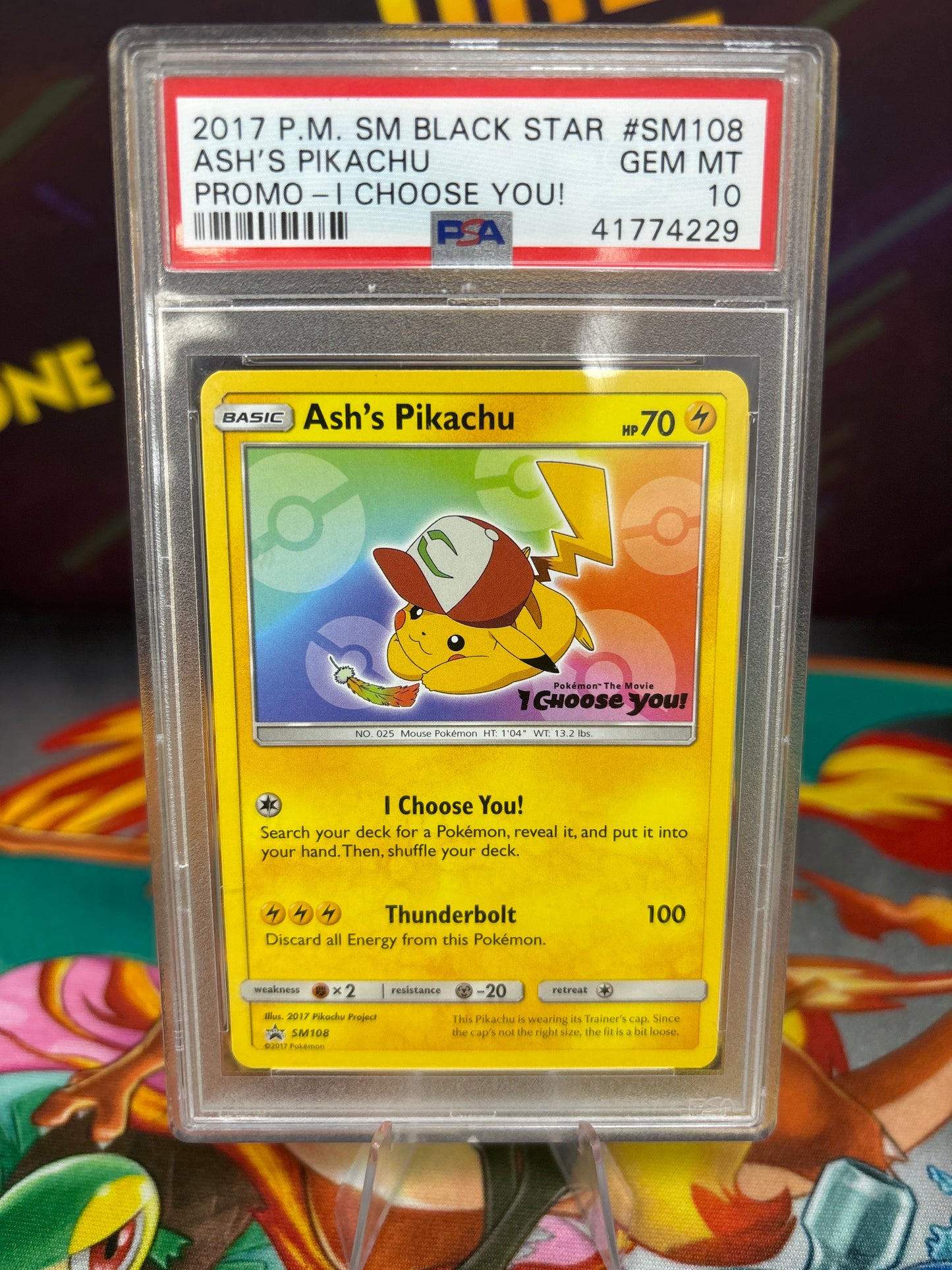 Ash's Pikachu - Black Star Promo SM108 - PSA 10