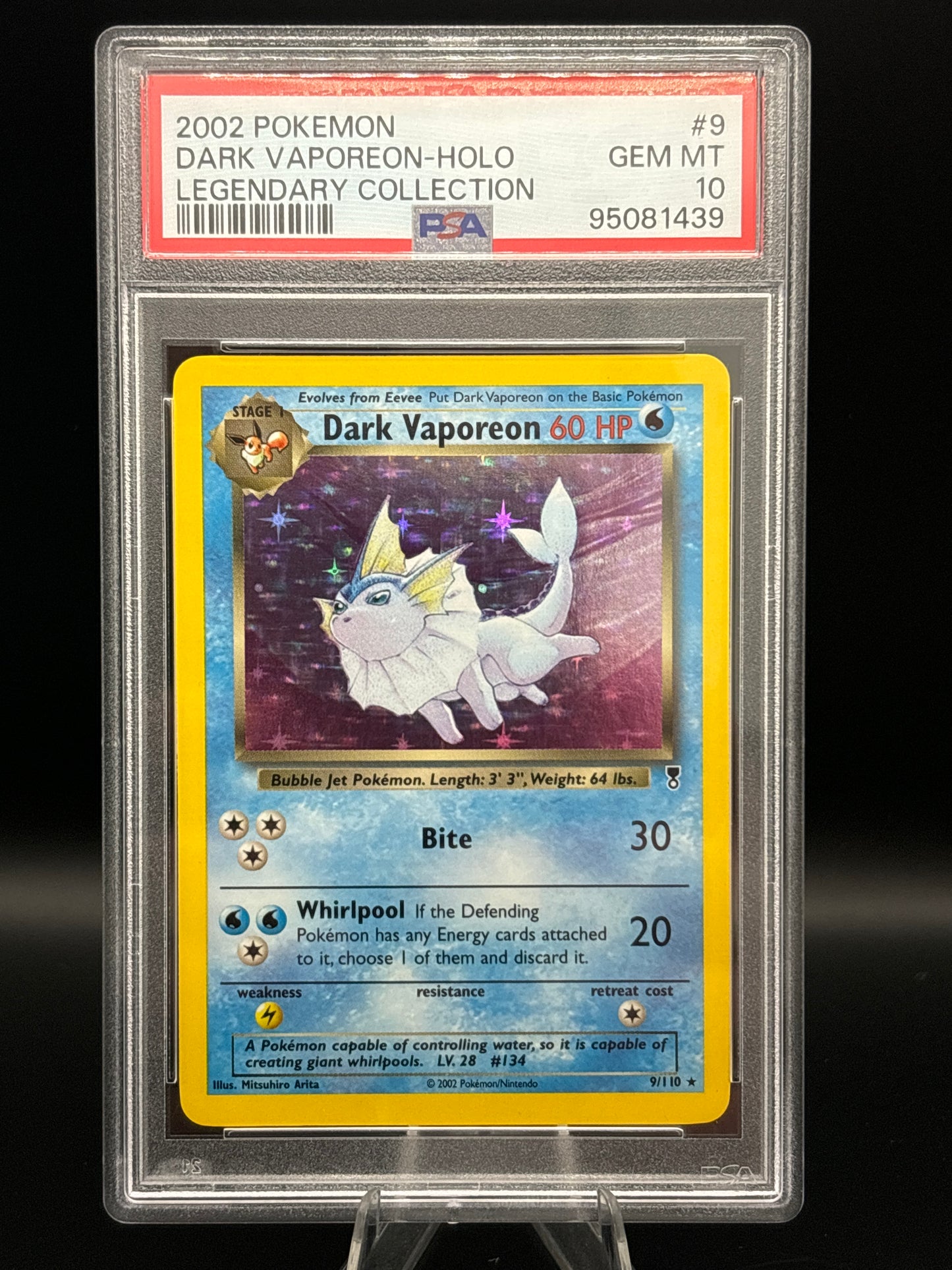 Dark Vaporeon - Legendary Collection 9/110 Holo - PSA 10