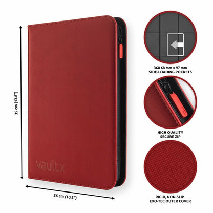 VaultX - 9-Pocket Exo-Tec® Zip Binder - Fire Red