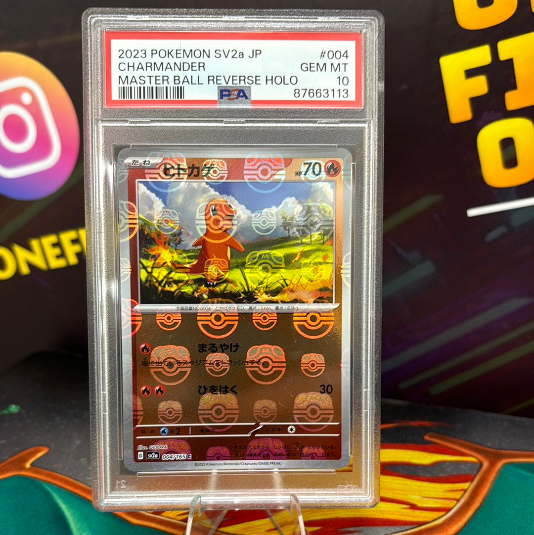 Charmander - 151 004/165 Reverse Holo Masterball - PSA 10