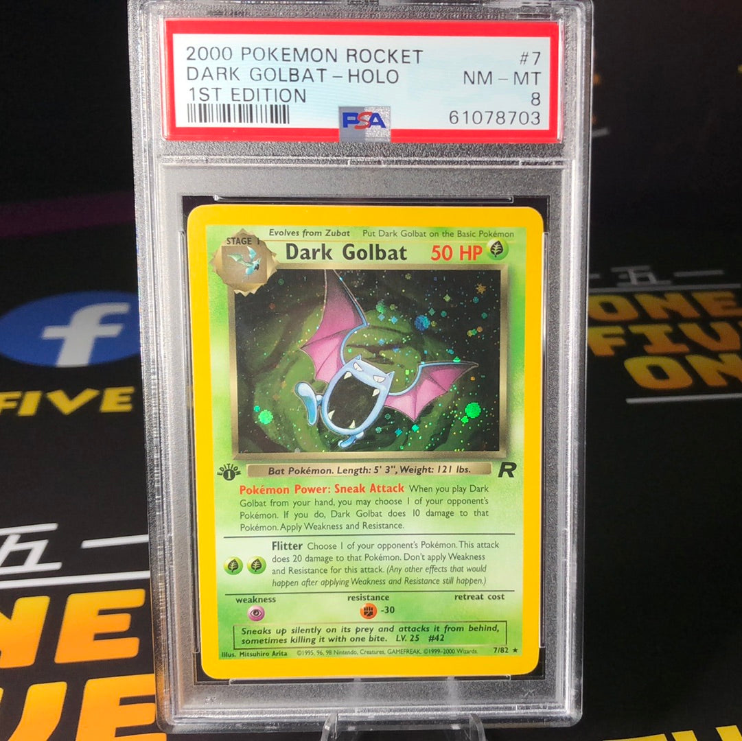 Dark Golbat 1st Edition Holo 7/82 Team Rocket PSA 8